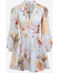 Zimmermann - Ascension Plunge Printed Mini Dress - Lyst