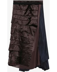 Prada - Asymmetric Patchwork Midi Skirt - Lyst