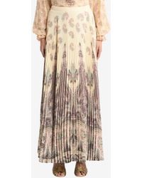 Etro - Placed Print Crepe De Chine Plisse Maxi Skirt - Lyst