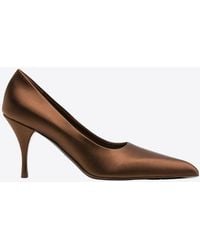 Prada - 85 Pointed-Toe Satin Pumps - Lyst