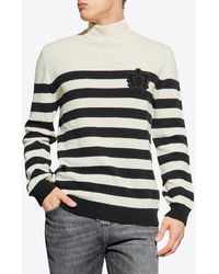 Balmain - Striped Wool Knit Sweater - Lyst