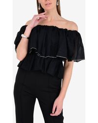 Alexandre Vauthier - Off-Shoulder Ruffled Top With Crystal Embellishments - Lyst