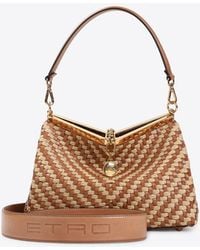 Etro - Medium Vela Raffia Shoulder Bag - Lyst