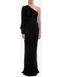 Saint Laurent - Draped One-Shoulder Maxi Dress - Lyst