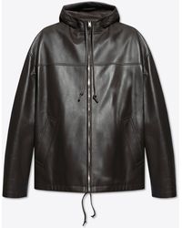 Bottega Veneta - Hooded Leather Jacket With Hood - Lyst