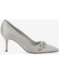 Manolo Blahnik - Asapump 70 Crystal-Embellished Satin Pumps - Lyst