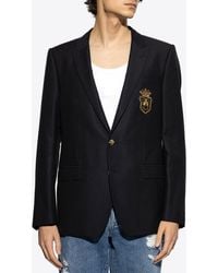 Dolce & Gabbana - Logo Appliqué Wool Blazer - Lyst