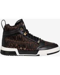 Moschino - All-Over Jacquard Logo High-Top Sneakers - Lyst