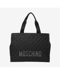 Moschino - Logo Embellished Quilted Tote Bag - Lyst