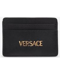 Versace - Logo Plaque Leather Cardholder - Lyst