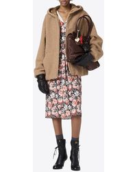 Miu Miu - Logo Fleece Zip-Up Hooded Sweatshirt - Lyst