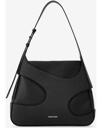 Ferragamo - Medium Leather Shoulder Bag With Cut-Outs - Lyst