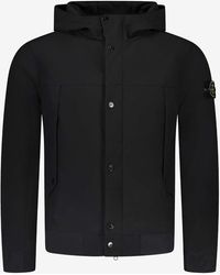 Stone Island - Logo Patch Bomber Jacket With Hood - Lyst