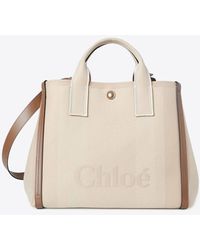 Chloé - Raised Logo Canvas Tote Bag - Lyst