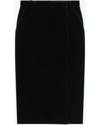 Saint Laurent - Velvet Wrap Midi Skirt - Lyst