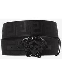 Versace - Greca Jacquard Medusa Leather Belt - Lyst