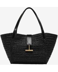 Tom Ford - Medium Tara Raffia And Leather Tote Bag - Lyst
