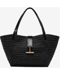 Tom Ford - Medium Tara Raffia And Leather Tote Bag - Lyst