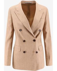 Tagliatore - Parigi Double-Breasted Pinstripe Linen Blazer - Lyst