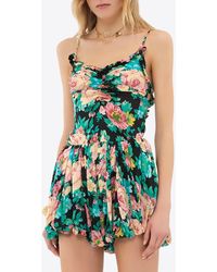 Chloé - Bouquet Print Ruched Silk Top - Lyst