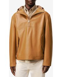 Ami Paris - Hooded Leather Jacket - Lyst