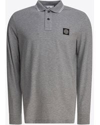 Stone Island - Compass Patch Long-Sleeved Polo T-Shirt - Lyst
