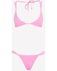 The Attico - Self-Tie Triangle Bikini - Lyst