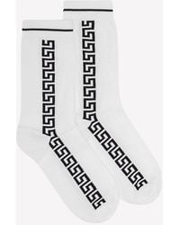 Versace - Intarsia Knit Greca Socks - Lyst