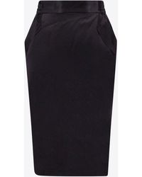 Saint Laurent - Silk Satin Crepe Pencil Skirt - Lyst