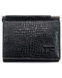 Tom Ford - Tf Logo Croc-Embossed Leather Wallet With Money Clip - Lyst