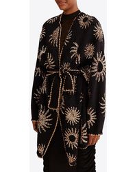 FARM Rio - Sequin-Embroidered Belted Knit Sun Cardigan - Lyst