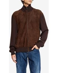Dolce & Gabbana - Zip-Up Suede Bomber Jacket - Lyst
