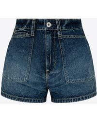 KENZO - High-Waisted Mini Denim Shorts - Lyst