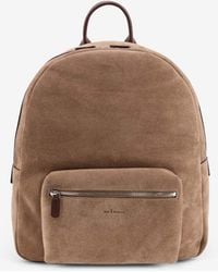 Kiton - Embossed Logo Suede Backpack - Lyst