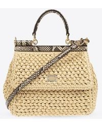 Dolce & Gabbana - Medium Sicily Woven-Raffia Shoulder Bag - Lyst
