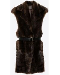 Prada - Fur Belted Gilet - Lyst