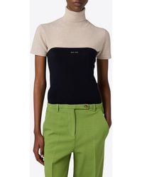 Miu Miu - Rib Knit Logo Tube Top - Lyst