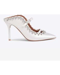 Malone Souliers - Gala 85 Crystal-Embellished Satin Mules - Lyst