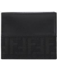 Fendi - Ff Jacquard And Leather Bi-Fold Wallet - Lyst