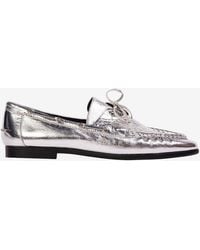 Black Suede Studio - Davy Crinkled Metallic Leather Loafers - Lyst
