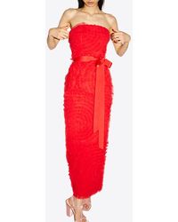 Huishan Zhang - Monica Embroidered Tulle Strapless Maxi Dress - Lyst