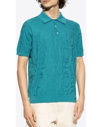 Versace - Barocco Jacquard Knit Polo T-Shirt - Lyst