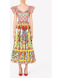 Dolce & Gabbana - Carretto-print Poplin Bustier Dress - Lyst