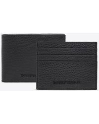 Emporio Armani - Logo Engraved Leather Wallet And Cardholder Set - Lyst