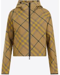 Burberry - Cropped Check Lightweight Jacket - Lyst