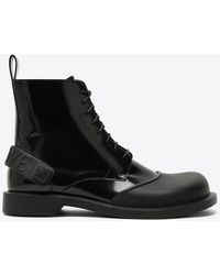Loewe - Campo Lace-Up Leather Boots - Lyst