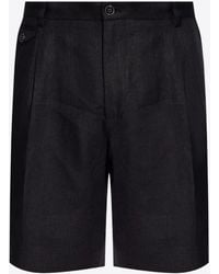 Dolce & Gabbana - Pleated Linen Shorts - Lyst