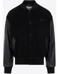 Alexander McQueen - Logo Patch Leather Bomber Jacket - Lyst