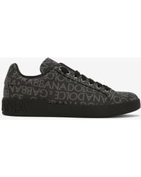 Dolce & Gabbana - Black & Grey Coated Jacquard Portofino Sneakers - Lyst
