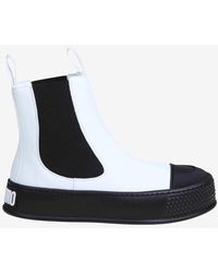 Moschino - Ankle Boot In Black And White Vegan Leather - Lyst